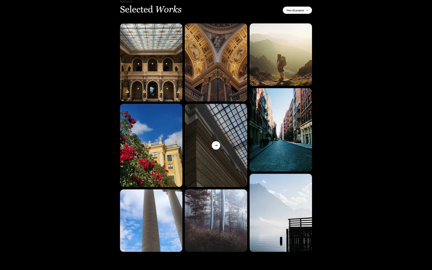 Brandon Bui — Selected Works, three pieces shown on the front page